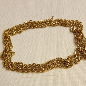 Gold Rope Chain Necklace - Elegant Women’s Jewelry, Trifari Crown, 52 Inches EUC